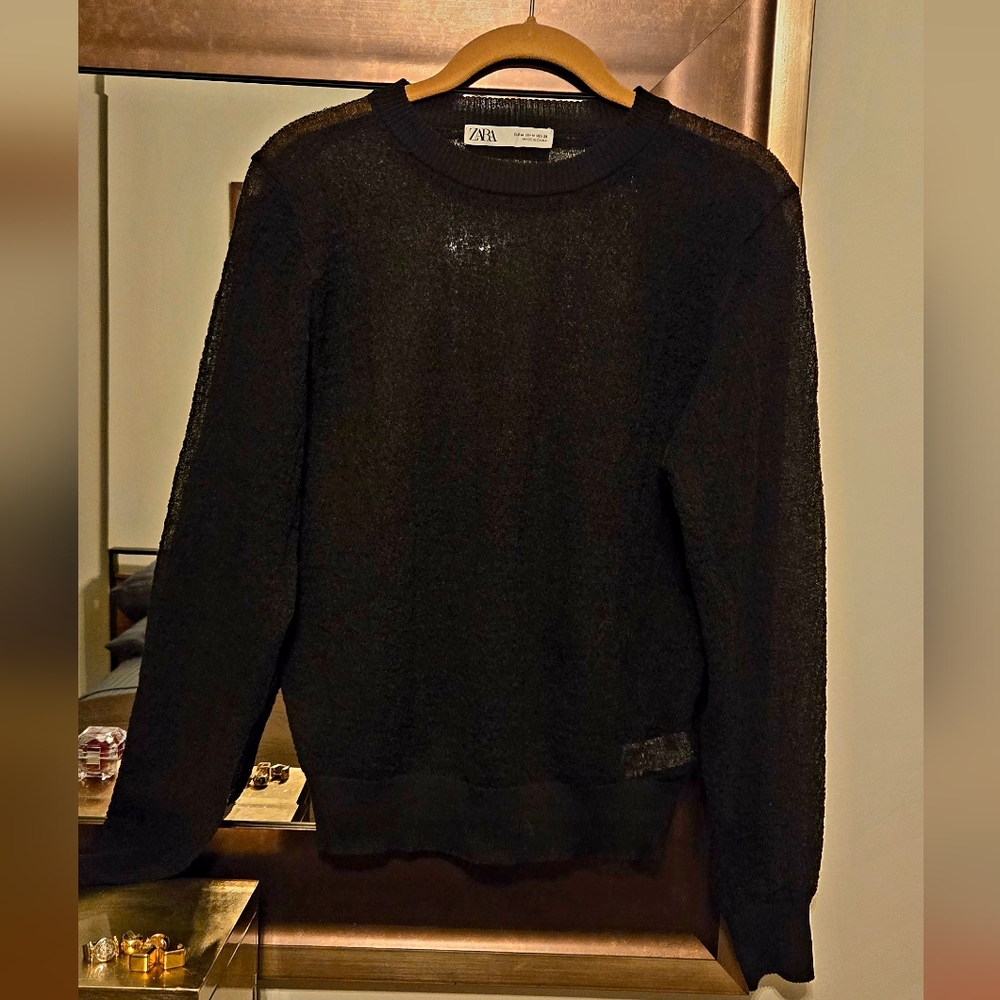 Zara Semi Sheer Women's Crew Neck Top